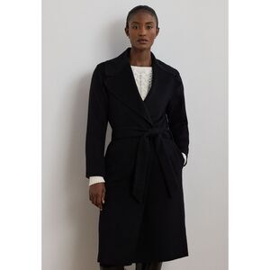 Lauren Ralph Lauren Coat Size 16 Black Wool Blend Belted Wrap Women’s Classic